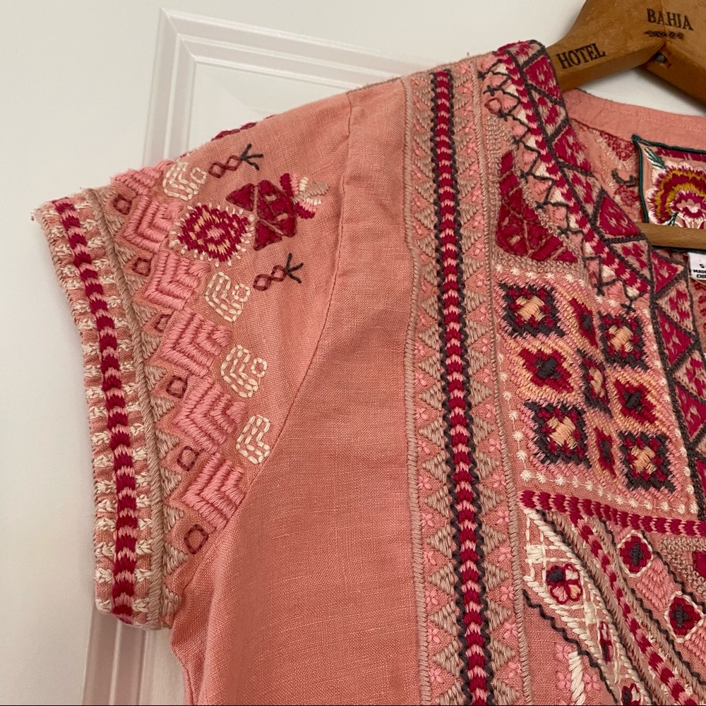 ⭐️NWT!⭐️Johnny Was Sabriya Boho Embroidered Peach Linen Drape Top Sz S $250 Rtl - Picture 6 of 15
